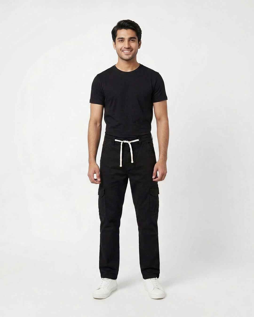 6 Pockets Baggy Style Black Cargo - Men's Fashion available at Ghar Mart Pakistan