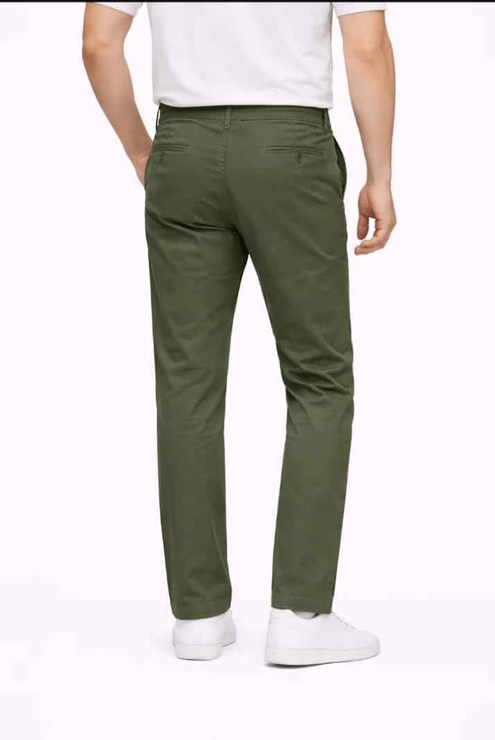 Olive Green Straight Fit Cotton Pant - Men's Fashion available at Ghar Mart Pakistan