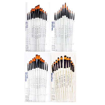Keep Smiling 12-Piece Artist Paint Brush Set – Professional Nylon Hair Brushes for Acrylic, Oil, Watercolor, and Gouache Painting