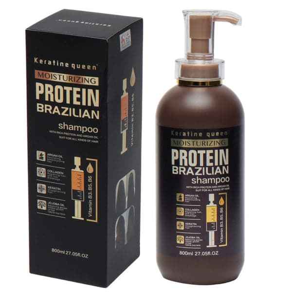 Keratine Queen Moisturizing Protein Brazilian Shampoo 800ml – Sulfate-Free Keratin Care