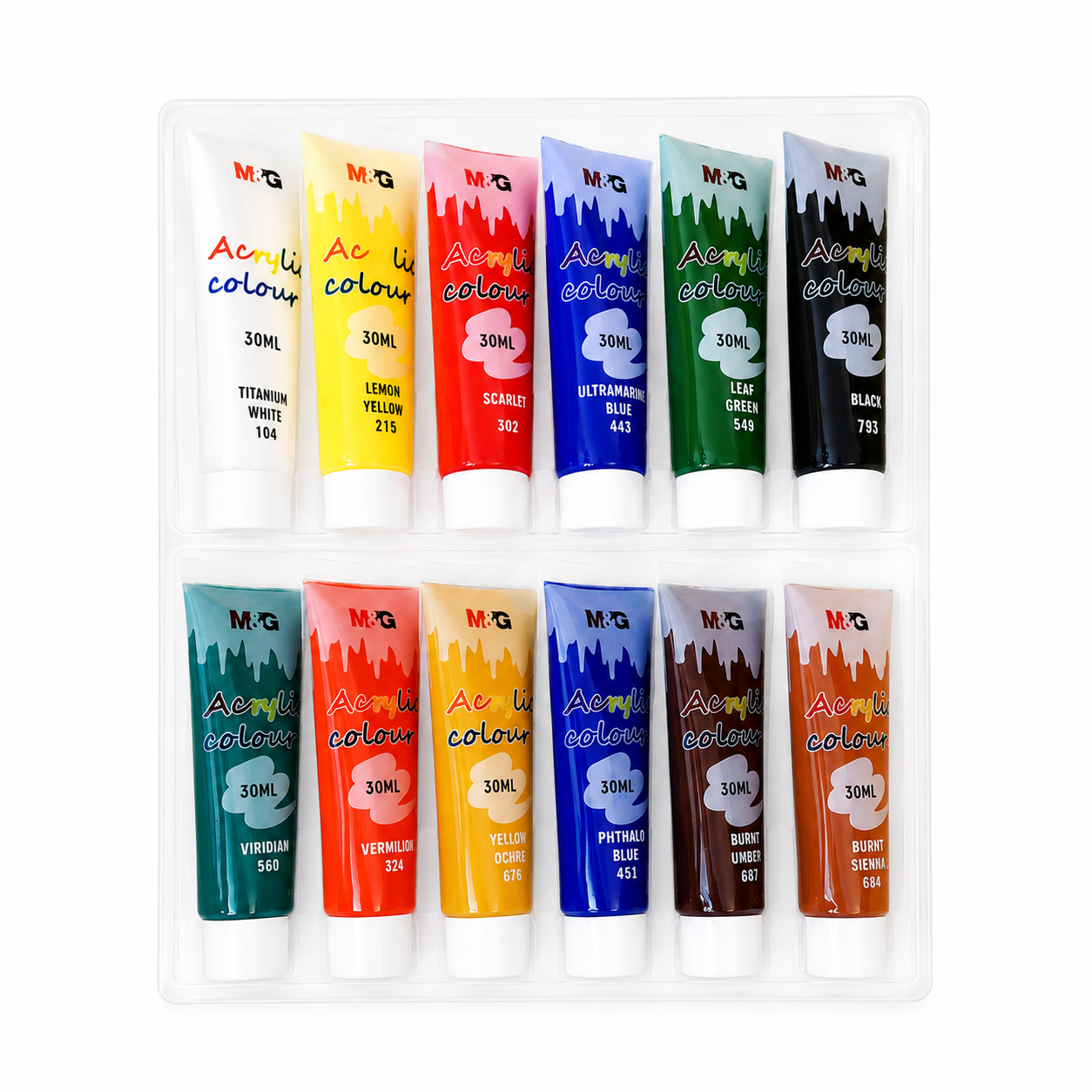 M&G Professional Acrylic Paint Set – Premium Artist Quality | Available in 6 and12 (30ml Tubes) – Fast-Drying & Multi-Surface