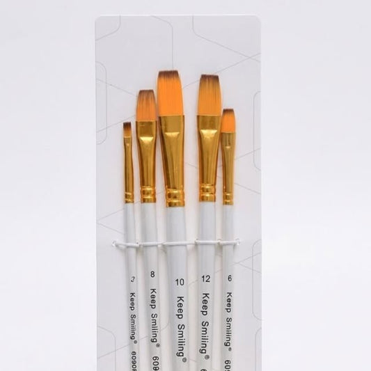 Keep Smiling 5-Piece Artist Paint Brush Set – Versatile Paintbrushes for Acrylic - Painting Brushes available at Ghar