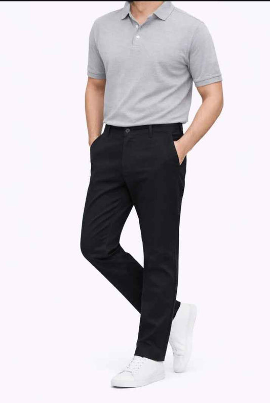 Black Straight Fit Cotton Pant - Men's Fashion available at Ghar Mart Pakistan