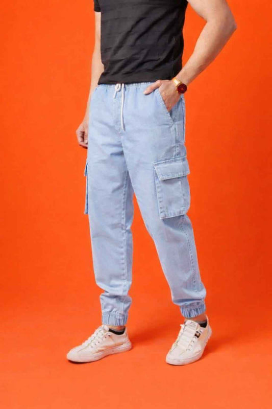 light Sky Denim Cargo - Men's Fashion available at Ghar Mart Pakistan