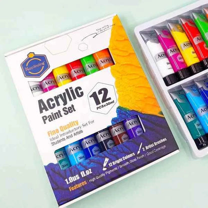 Keep Smiling Premium Acrylic Paint Set. Vibrant Colors (30ml Tubes) for Professional Artists & Beginners