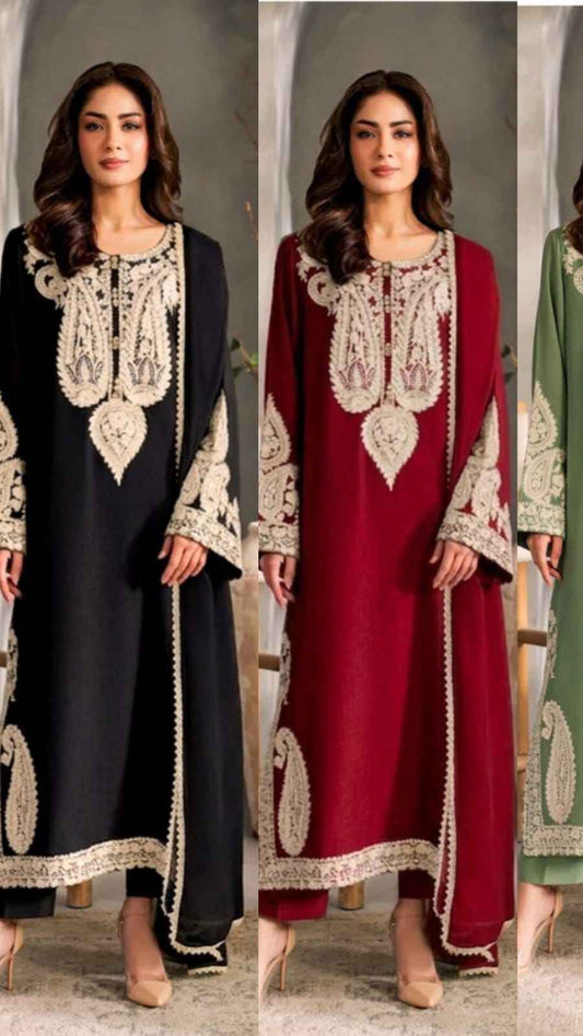 Ghar Mart Aleena Amir D#1101 Unstitched Embroidered Lawn 3 Piece Suit with Bambe - Women's Fashion available at Ghar